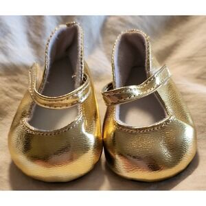 Doll Gold Sparkle Mary Jane Shoes Unbranded fits American Girl Doll‎ 18"